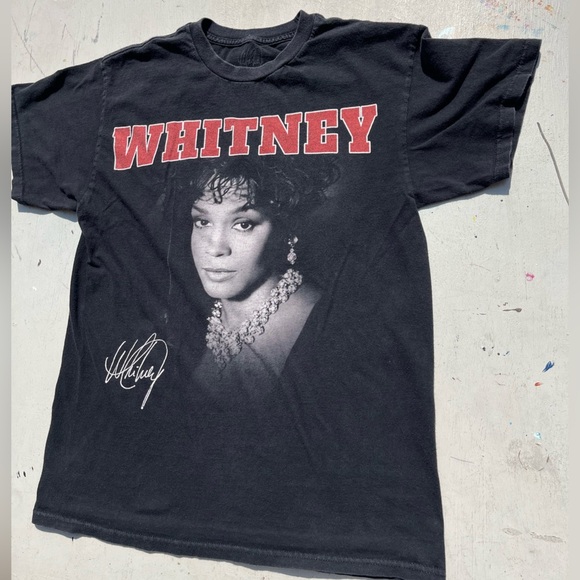 Women's Whitney Houston T-Shirt Black Spell-Out Photo M 90s R&B Icon Y2K - Picture 5 of 11